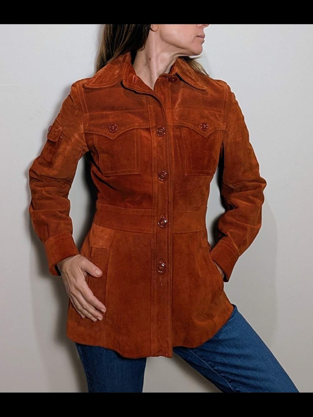 🧥 Vintage Casual Corner rust suede safari jacket made in Uruguay - Picture 2 of 15